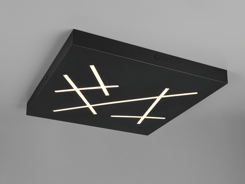 LED Deckenleuchte SNIP flach dimmbar Fernbedienung Schwarz Quadrat 50cm
