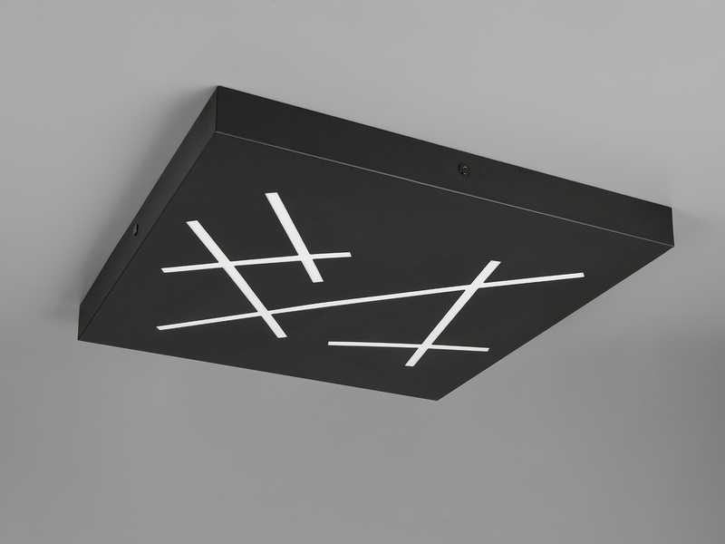 LED Deckenleuchte SNIP flach dimmbar Fernbedienung Schwarz Quadrat 50cm