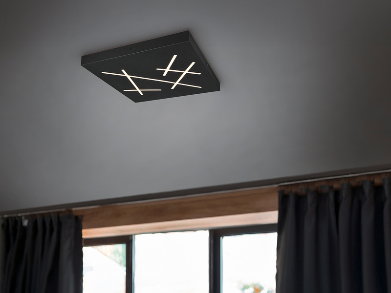 LED Deckenleuchte SNIP ultraflach mit Fernbedienung dimmbar Schwarz Quadrat 50cm