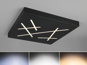 LED Deckenleuchte SNIP ultraflach mit Fernbedienung dimmbar Schwarz Quadrat 50cm