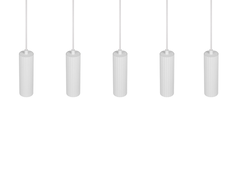Moderne Pendelleuchte SOKA 5-flammig aus Metall Weiß, Breite 85cm