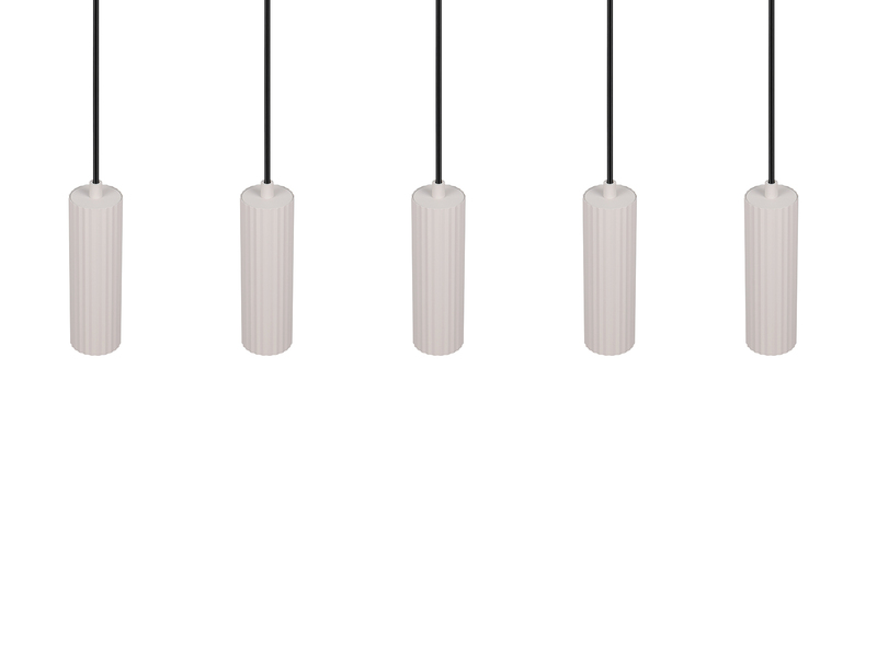 Moderne Pendelleuchte SOKA 5-flammig aus Metall Hellgrau, Breite 85cm