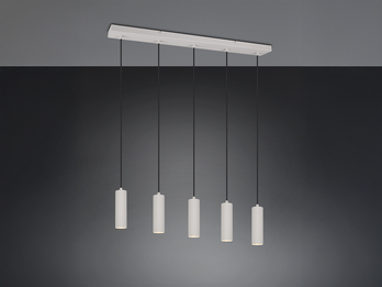 Moderne Pendelleuchte SOKA 5-flammig aus Metall Hellgrau, Breite 85cm