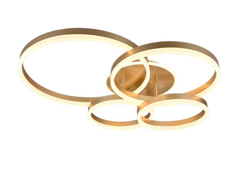 Deckenleuchte DRAKE Gold Fernbedienung 4 LED Ringe dimmbar, B: 80cm