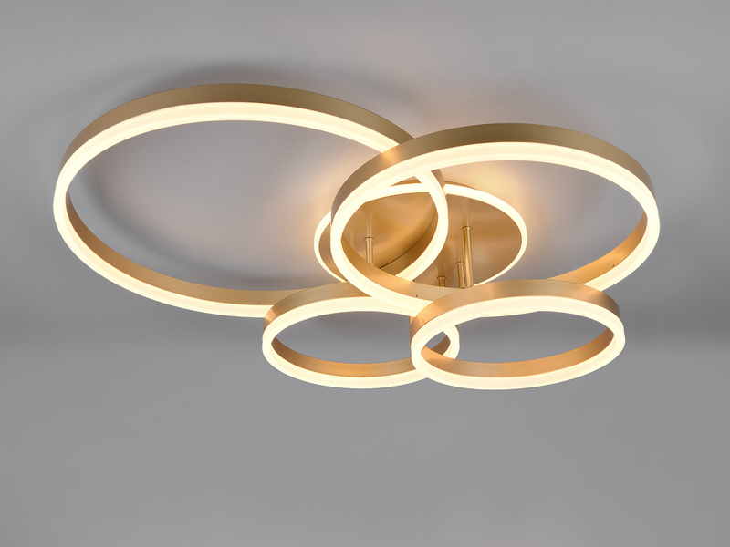 Deckenleuchte DRAKE Gold Fernbedienung 4 LED Ringe dimmbar, B: 80cm