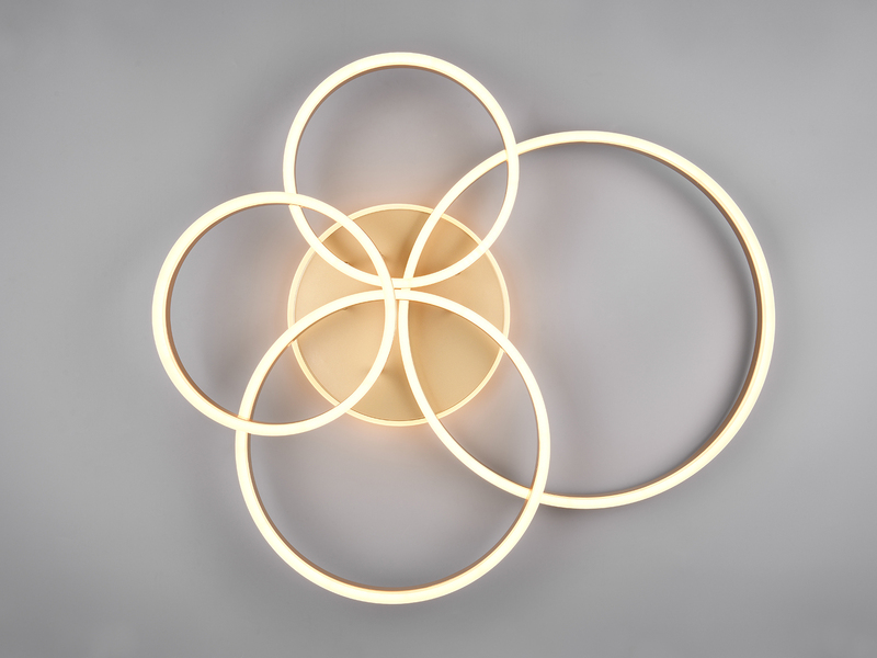 Deckenleuchte DRAKE Gold Fernbedienung 4 LED Ringe dimmbar, B: 80cm
