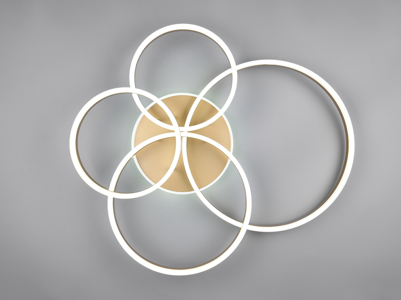 Deckenleuchte DRAKE Gold Fernbedienung 4 LED Ringe dimmbar, B: 80cm