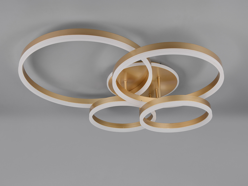 Deckenleuchte DRAKE Gold Fernbedienung 4 LED Ringe dimmbar, B: 80cm