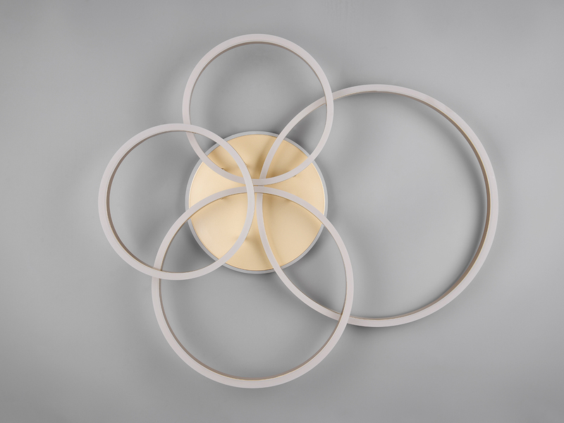 Deckenleuchte DRAKE Gold Fernbedienung 4 LED Ringe dimmbar, B: 80cm