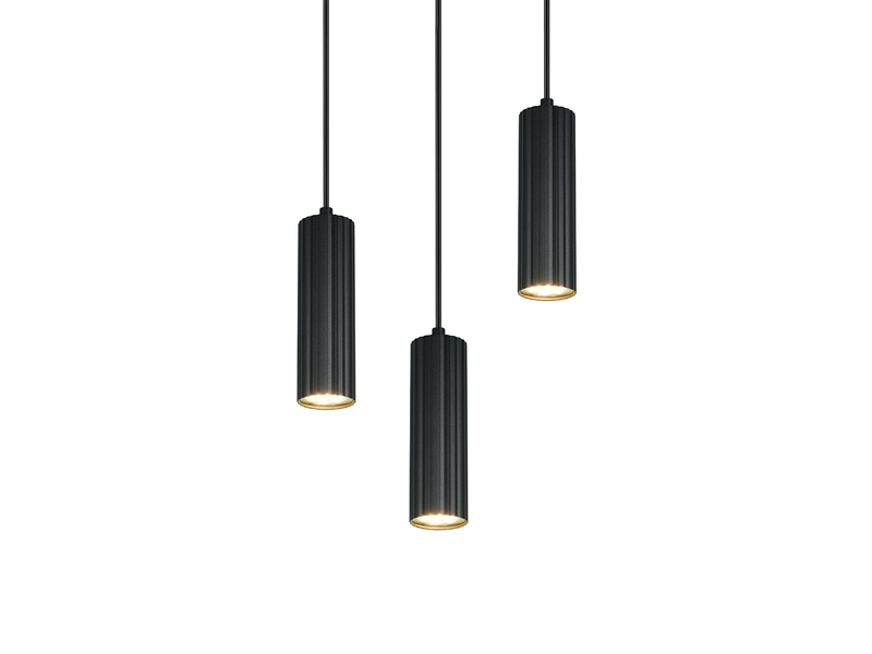 Moderne Cluster Pendelleuchte SOKA 3-flammig aus Metall Schwarz Ø 28cm