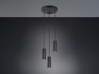 Moderne Cluster Pendelleuchte SOKA 3-flammig aus Metall Schwarz Ø 28cm