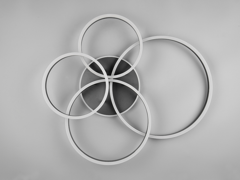 Deckenleuchte DRAKE Fernbedienung 4 LED Ringe dimmbar, Schwarz B: 80cm