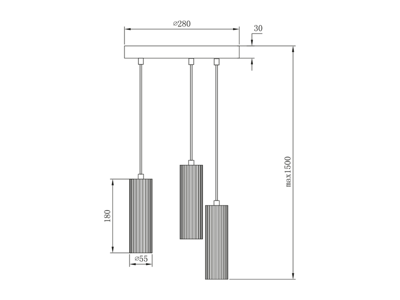 Moderne Cluster Pendelleuchte SOKA 3-flammig aus Metall Hellgrau Ø 28cm