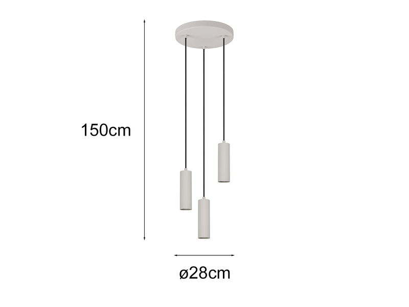 Moderne Cluster Pendelleuchte SOKA 3-flammig aus Metall Hellgrau Ø 28cm