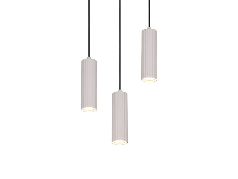 Moderne Cluster Pendelleuchte SOKA 3-flammig aus Metall Hellgrau Ø 28cm