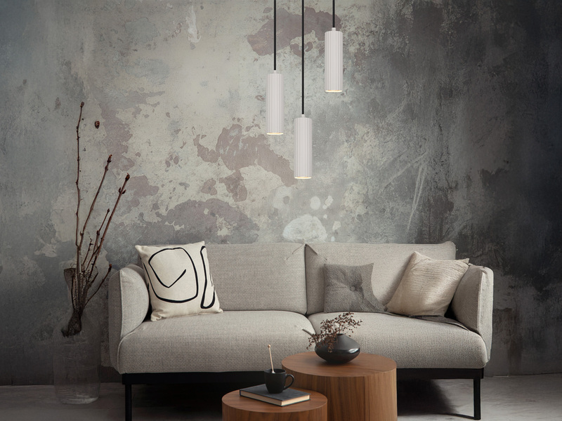 Moderne Cluster Pendelleuchte SOKA 3-flammig aus Metall Hellgrau Ø 28cm