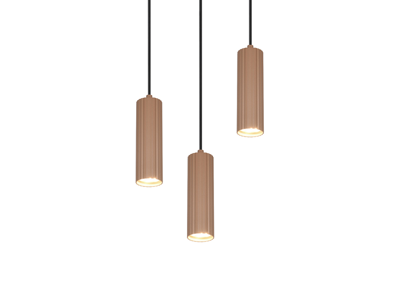 Moderne Cluster Pendelleuchte SOKA 3-flammig Metall Hellgrau & Coffee Ø 28cm