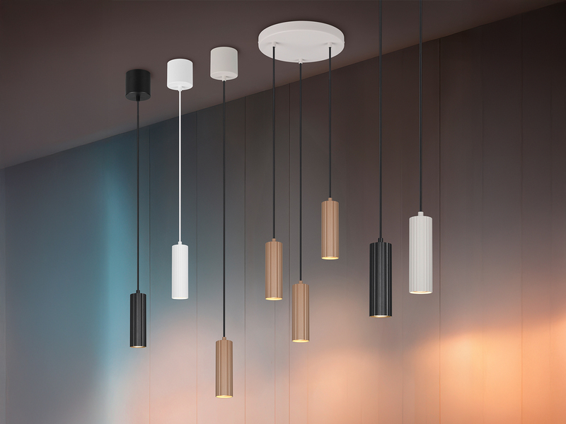 Moderne Cluster Pendelleuchte SOKA 3-flammig Metall Hellgrau & Coffee Ø 28cm