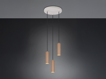 Moderne Cluster Pendelleuchte SOKA 3-flammig Metall Hellgrau & Coffee Ø 28cm