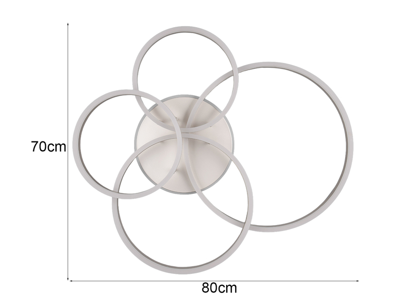 Deckenleuchte DRAKE Silber Fernbedienung 4 LED Ringe dimmbar B: 80cm