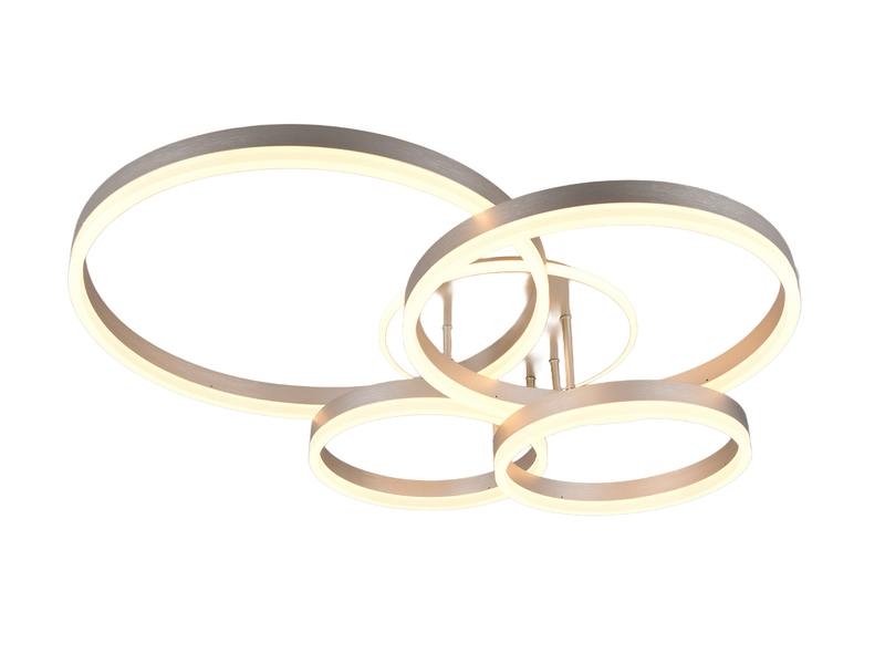 Deckenleuchte DRAKE Silber Fernbedienung 4 LED Ringe dimmbar B: 80cm