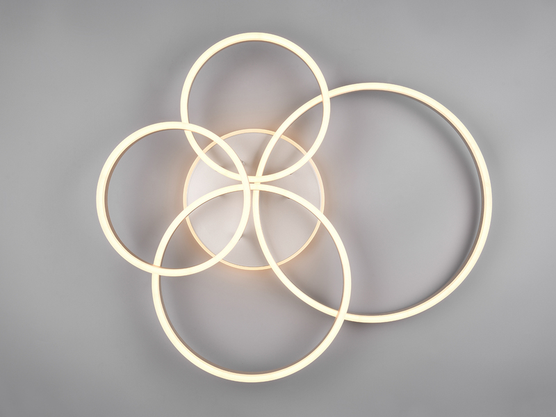 Deckenleuchte DRAKE Silber Fernbedienung 4 LED Ringe dimmbar B: 80cm