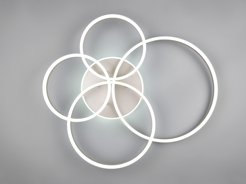 Deckenleuchte DRAKE Silber Fernbedienung 4 LED Ringe dimmbar B: 80cm