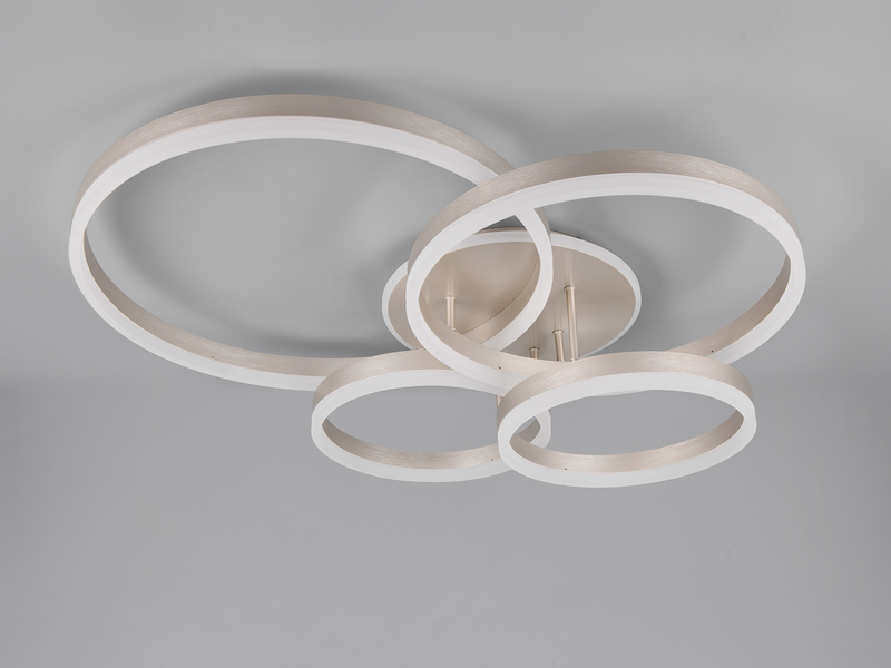 Deckenleuchte DRAKE Silber Fernbedienung 4 LED Ringe dimmbar B: 80cm