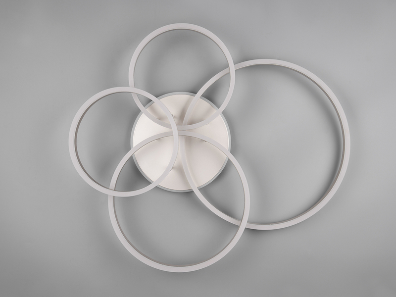 Deckenleuchte DRAKE Silber Fernbedienung 4 LED Ringe dimmbar B: 80cm