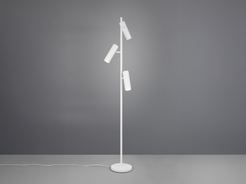 Moderne Stehlampe SOKA mit 3 schwenkbaren Spots, Weiß, Höhe 150cm