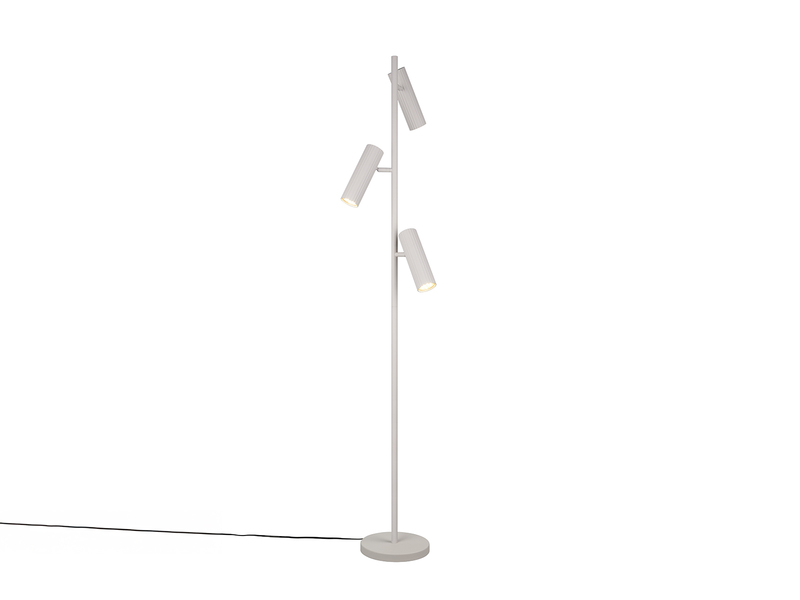 Moderne Stehlampe SOKA mit 3 schwenkbaren Spots, Hellgrau, Höhe 150cm
