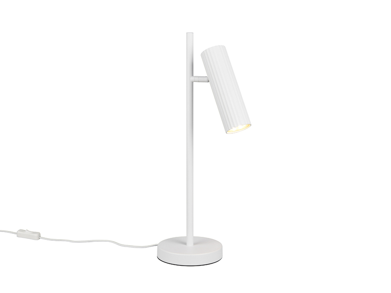 Große Tischlampe SOKA Metall Weiß mit schwenkbarem Spot, Höhe 50cm