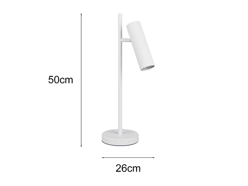 Große Tischlampe SOKA Metall Weiß mit schwenkbarem Spot, Höhe 50cm