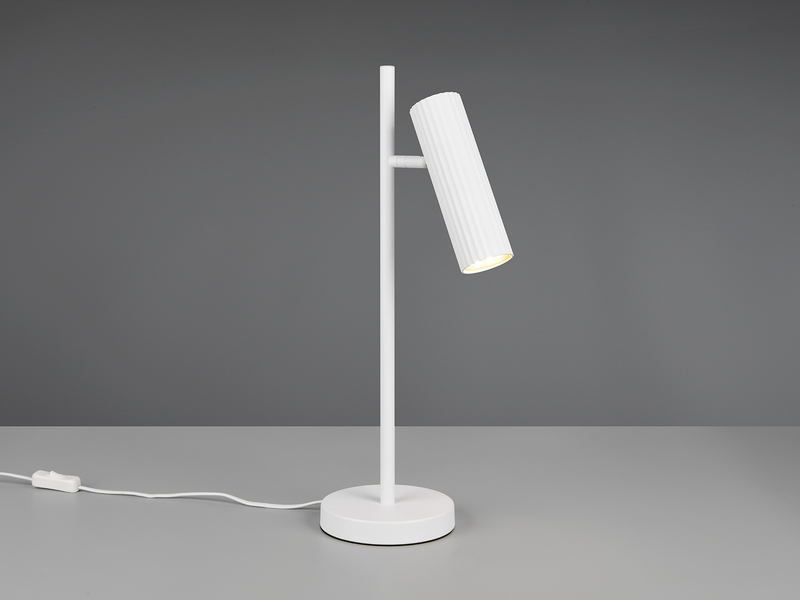 Große Tischlampe SOKA Metall Weiß mit schwenkbarem Spot, Höhe 50cm