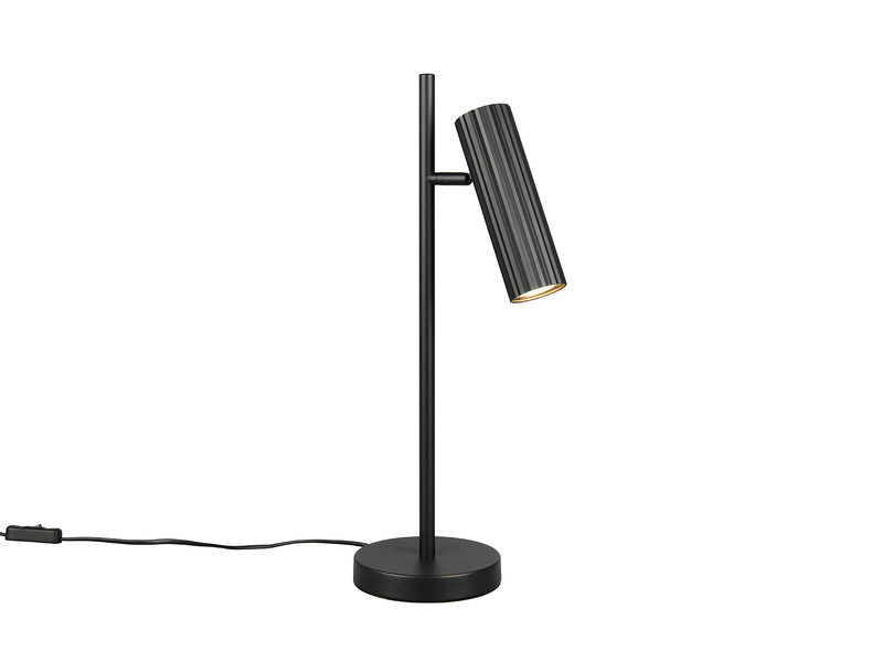 Große Tischlampe SOKA Metall Schwarz mit schwenkbarem Spot, Höhe 50cm