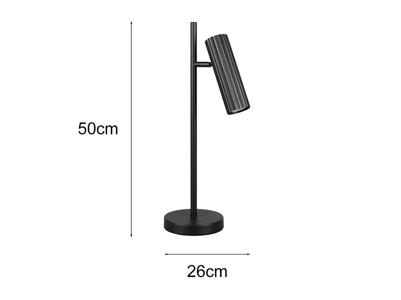 Große Tischlampe SOKA Metall Schwarz mit schwenkbarem Spot, Höhe 50cm