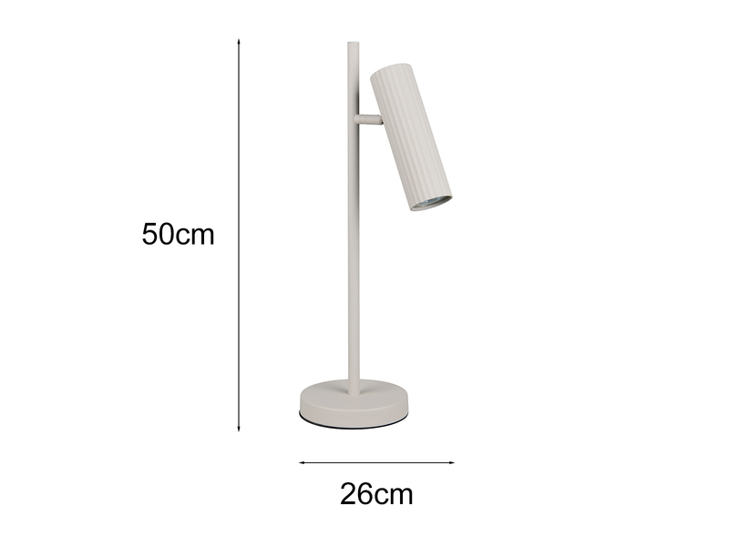 Große Tischlampe SOKA Metall Hellgrau mit schwenkbarem Spot, Höhe 50cm