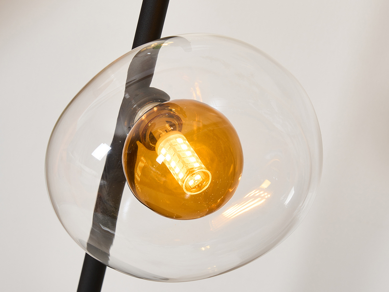 Große Tischleuchte URANUS ausgefallene Glaskugel Schirme Amber/Grün, H 50cm
