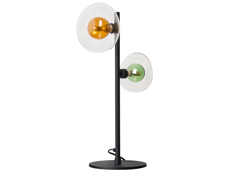 Große Tischleuchte URANUS ausgefallene Glaskugel Schirme Amber/Grün, H 50cm
