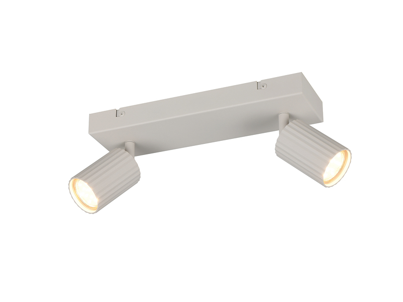 Deckenstrahler SOKA 2-flammig aus Metall Hellgrau, Breite 30cm
