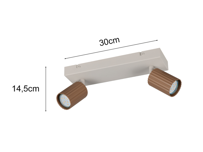 Deckenstrahler SOKA 2-flammig aus Metall Grau & Coffee, Breite 30cm