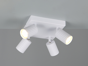 Deckenstrahler SOKA 4-flammig aus Metall Weiß, Quadrat 20cm