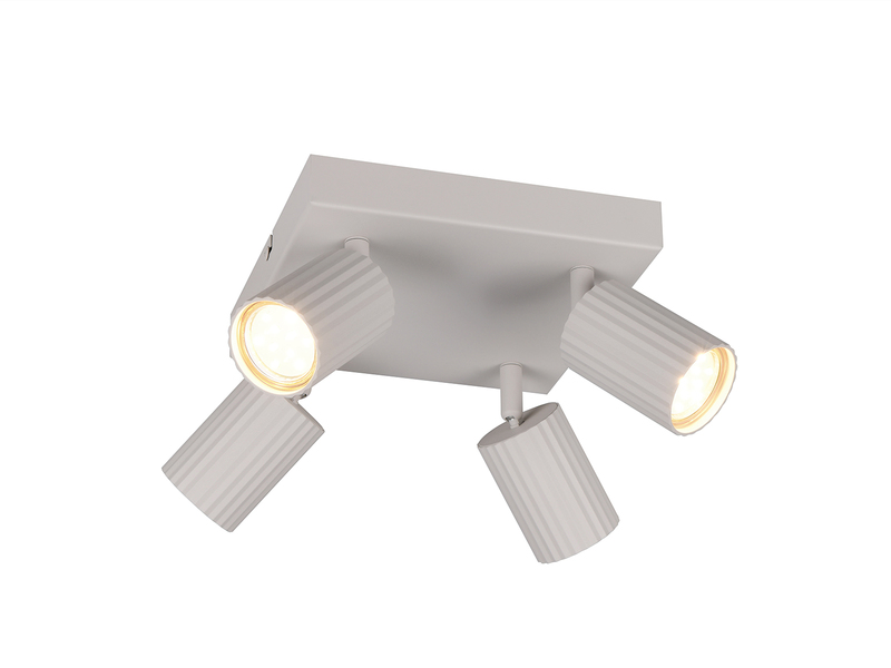 Deckenstrahler SOKA 4-flammig aus Metall Hellgrau, Quadrat 20cm