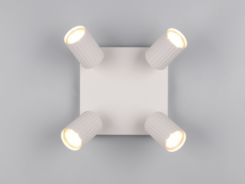 Deckenstrahler SOKA 4-flammig aus Metall Hellgrau, Quadrat 20cm