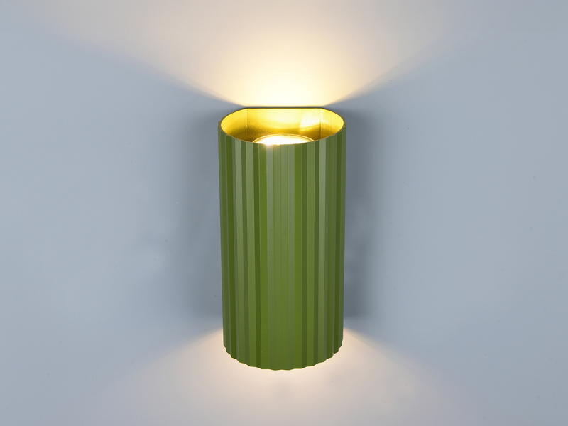 LED Wandleuchte mit Up and Down Lichteffekt, Metall Grün, Höhe 18cm