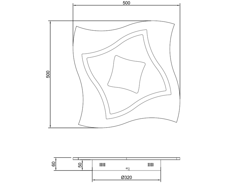 LED Deckenleuchte KLINT flach mit Fernbedienung & RGB, dimmbar Quadrat 50cm