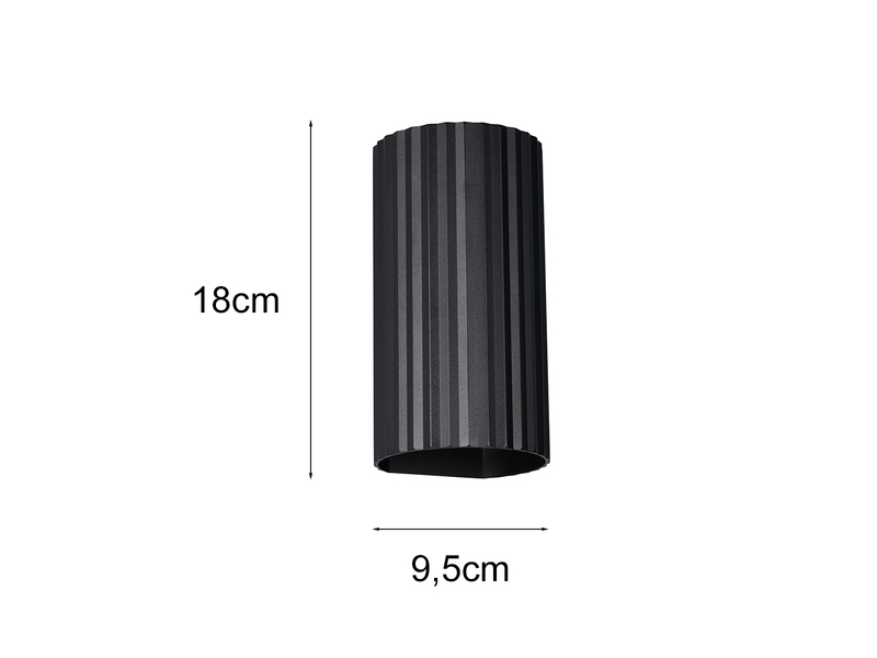LED Wandleuchte mit Up and Down Lichteffekt, Metall Schwarz, Höhe 18cm
