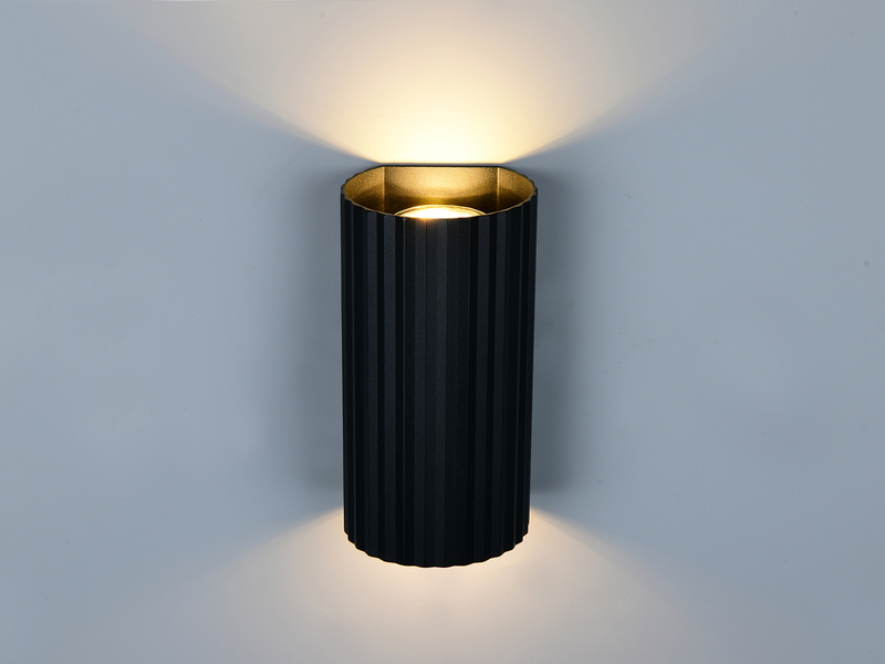 LED Wandleuchte mit Up and Down Lichteffekt, Metall Schwarz, Höhe 18cm
