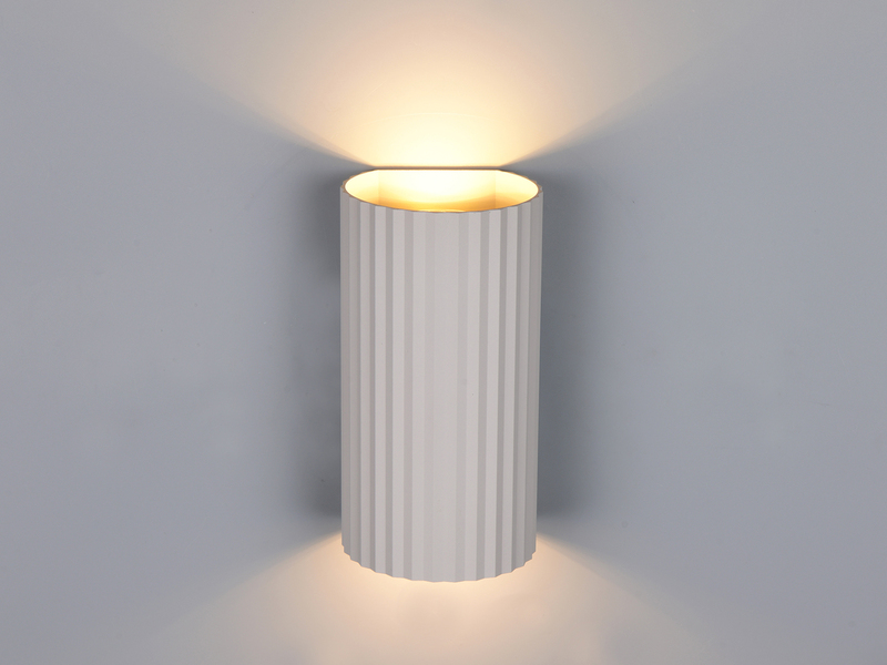 LED Wandleuchte mit Up and Down Lichteffekt, Metall Hellgrau, Höhe 18cm