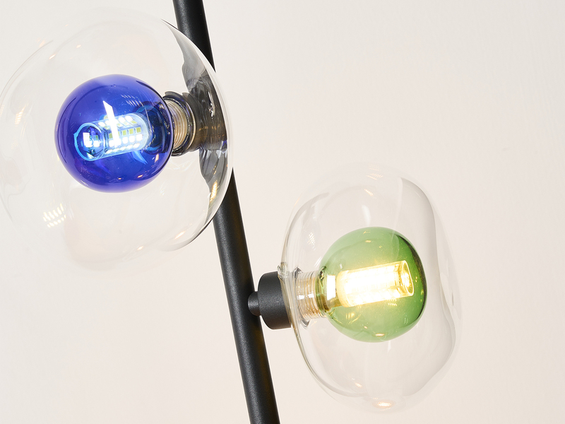 LED Stehlampe  mit ausgefallenen bunten Glaskugeln, Höhe 160cm